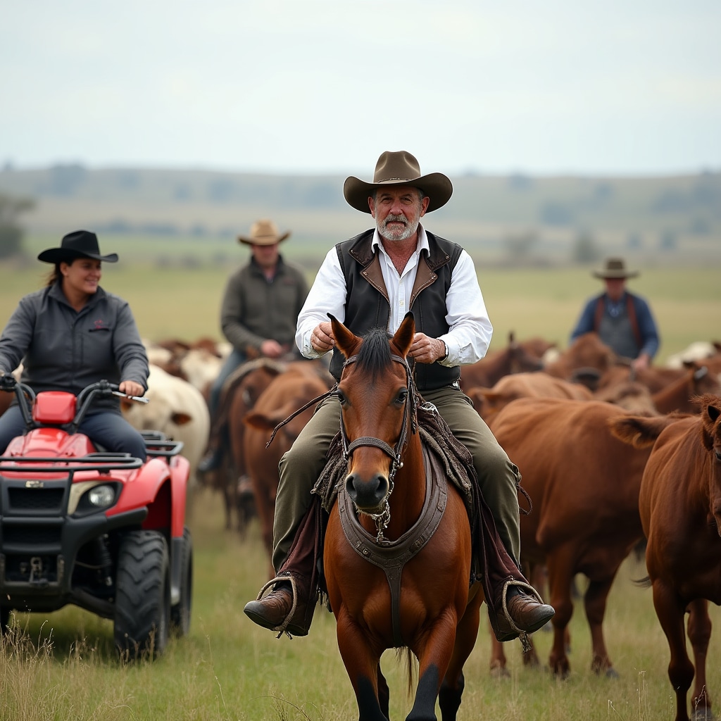 Cattle operations showing livestock management and ranching activities in Argentine grasslands